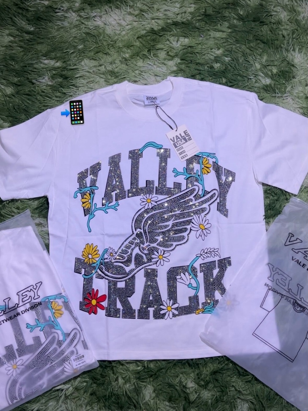 White Graphic Tee with Wing & Floral Print